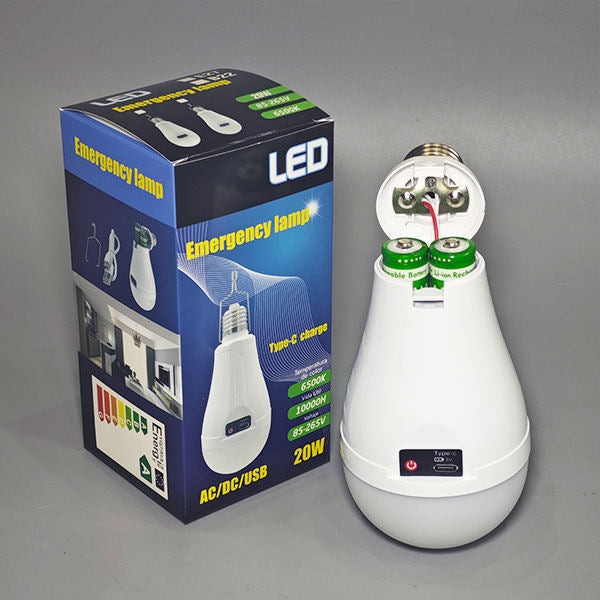💡 20W Rechargeable Emergency LED Bulb | 3 Light Modes with Hanging Hook