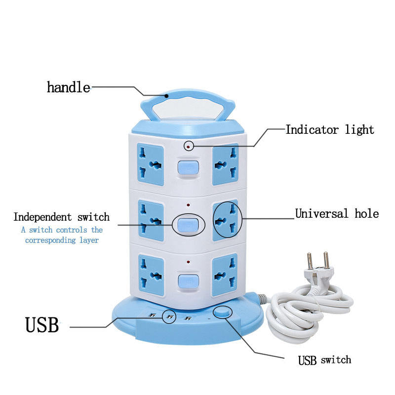 🔌 Premium Power Tower Extension Socket – 12 Universal AC Outlets with 3 USB Ports