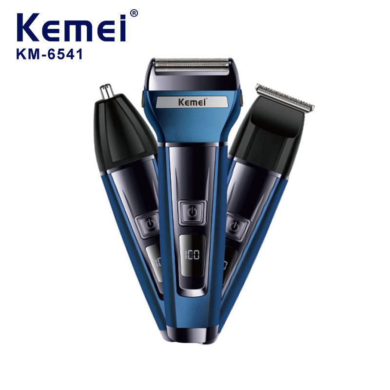 ✨ Kemei KM-6541 3-in-1 Rechargeable Grooming Kit | Hair Clipper, Shaver & Nose Trimmer