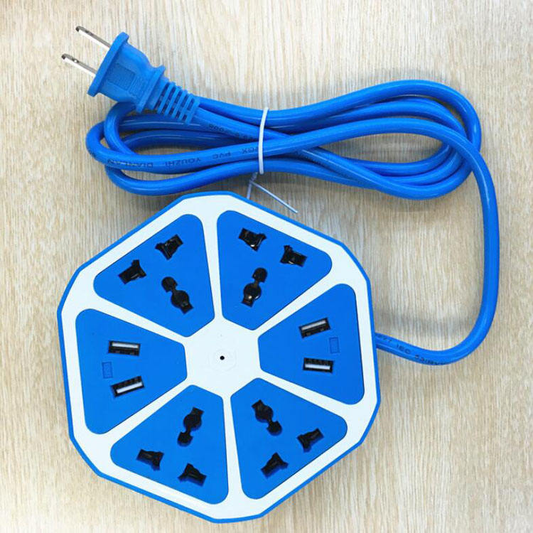 Premium Multifunctional Disc Extension Socket – 6 Universal Outlets with 2 Smart USB Ports