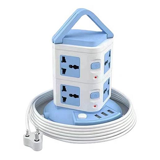 🔌 Premium Power Tower Extension Socket – 12 Universal AC Outlets with 3 USB Ports